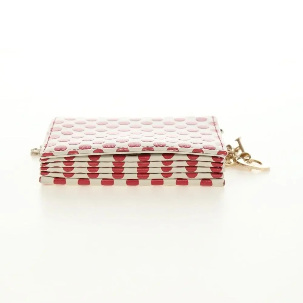 Dior Leather Chain Wallet Red